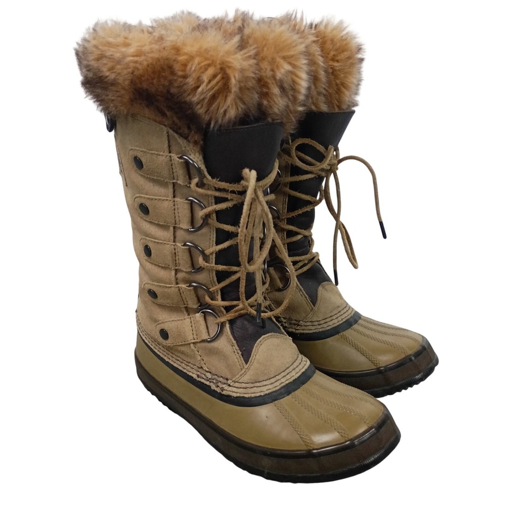 Sorel Womens Size 7 Joan of Arctic Waterproof Suede Winter Snow Boots Tan